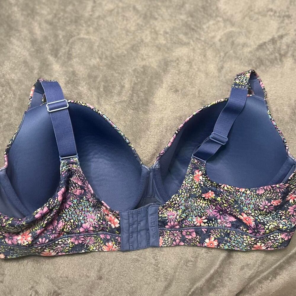 Cacique 44DD Floral Underwire Bra Pink Purple Periwinkle - Picture 2 of 6